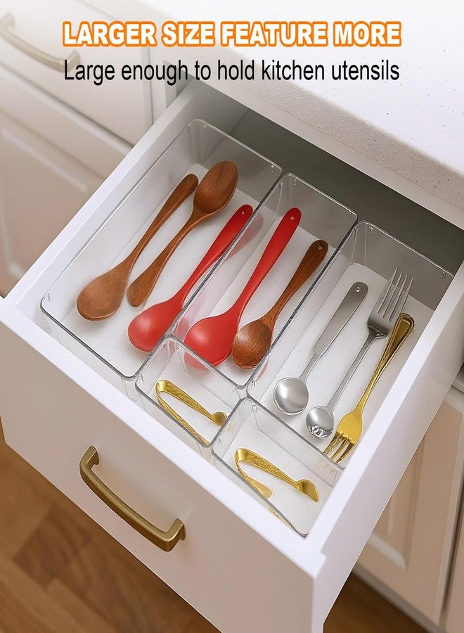 HaiFafafaing 12 Pcs Clear Plastic Drawer Organizer, 12"x 6"x2", 9"x6"x2", 6"x3"x2", Kitchen Bathroom Fridge Utensil Vanity Drawer Organizers Tray Makeup Storage Organizer Drawers Trays for Organization Office - Image 5